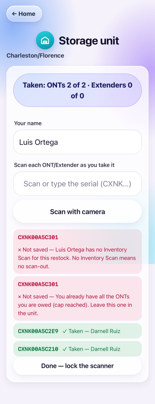 No Inventory Scan